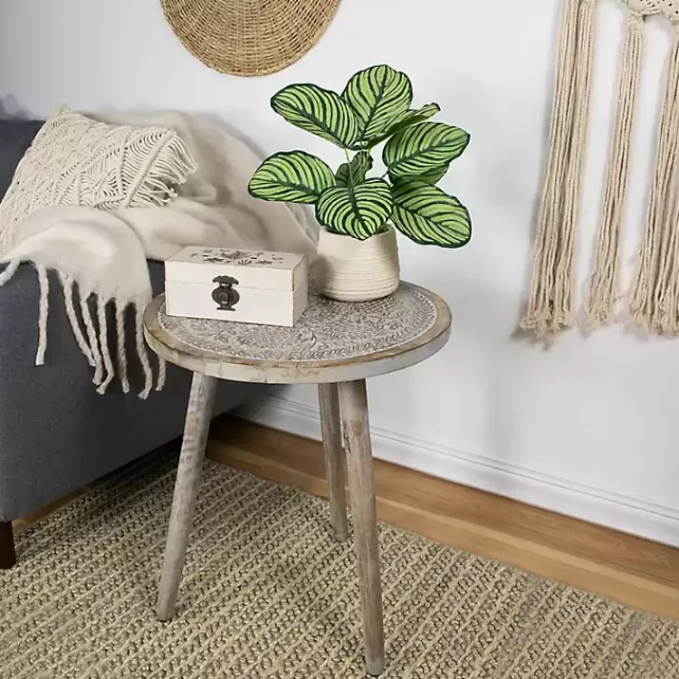 Round Antique Engraved Accent Table>Kirklands Home Fashion