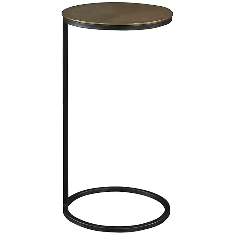 Round Black and Gold Metal C-Table>Kirklands Home Sale