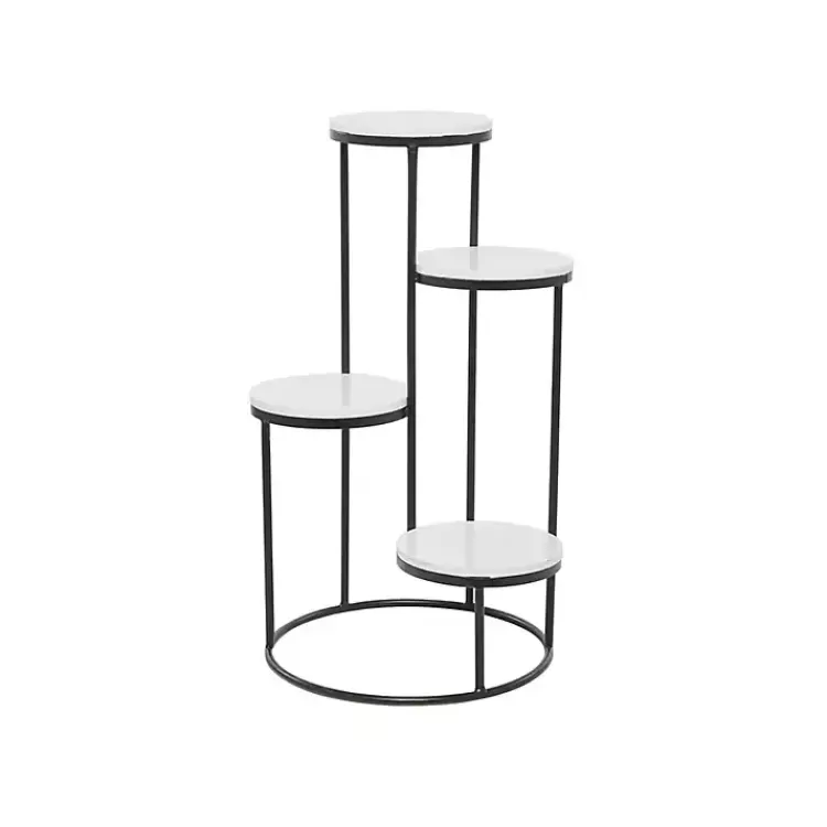 Round Black and White Marble 4-Tier Plant Stand>Kirklands Home Cheap
