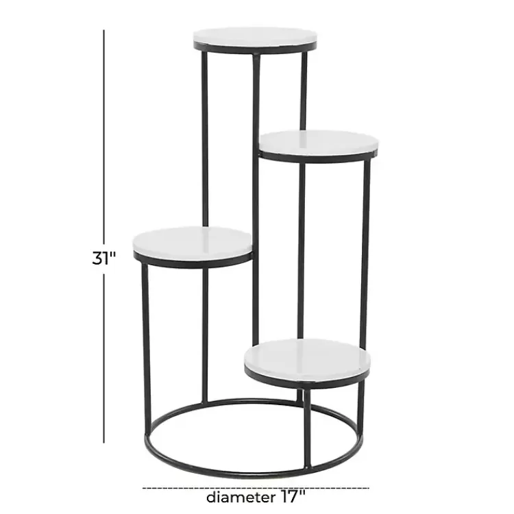 Round Black and White Marble 4-Tier Plant Stand>Kirklands Home Cheap