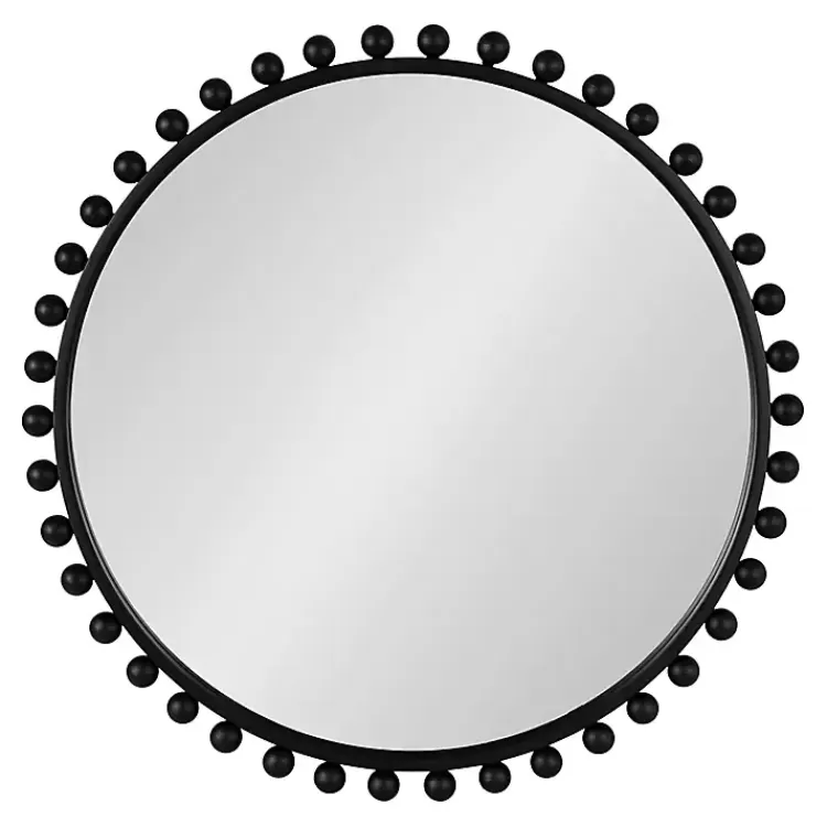 Round Black Beaded Metal Wall Mirror>Kirklands Home Fashion