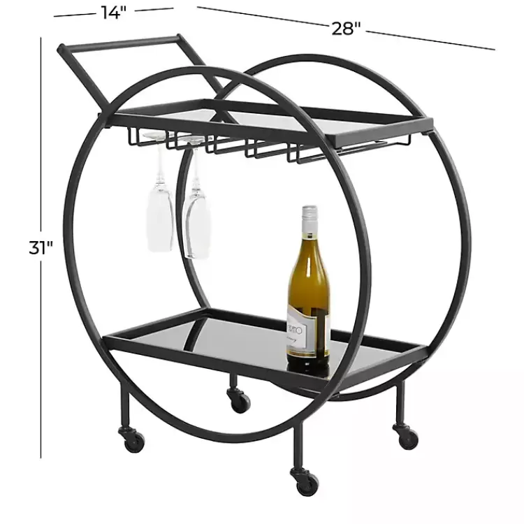 round_black_metal_and_glass_ter_bar_cart_4.webp Round Metal and Glass 2-Ter Bar Cart>Kirklands Home Flash Sale