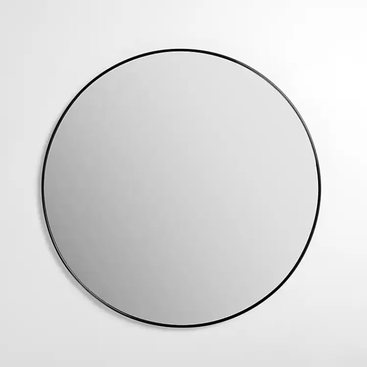 Round Black Nouveau Linear Wall Mirror, 38 in.>Kirklands Home Online