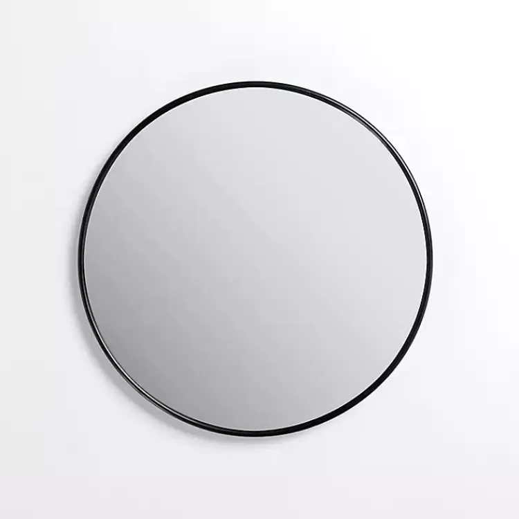Round Black Nouveau Linear Wall Mirror, 20 in.>Kirklands Home Outlet