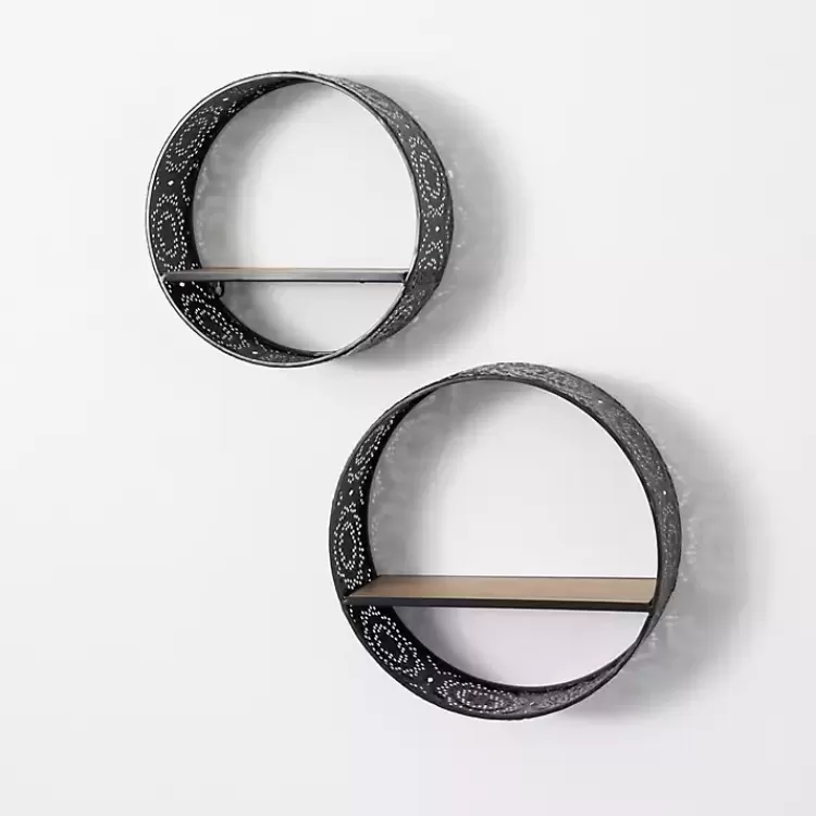 Round Boho Black Metal Wall Shelves, Set of 2>Kirklands Home Hot