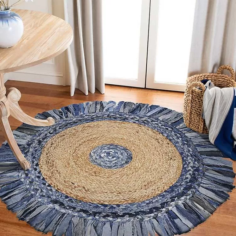 round_braided_jute_and_denim_area_rug_x_3.webp Round Braided Jute and Denim Area Rug, 3x3>Kirklands Home Shop