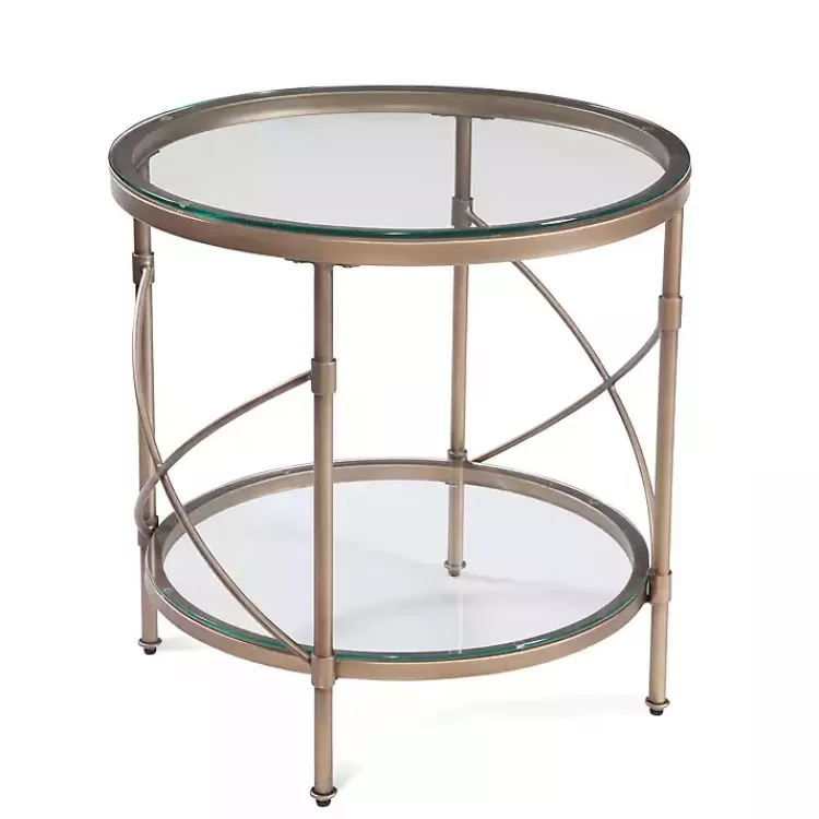 Round Bronze Metal and Glass Accent Table>Kirklands Home Shop