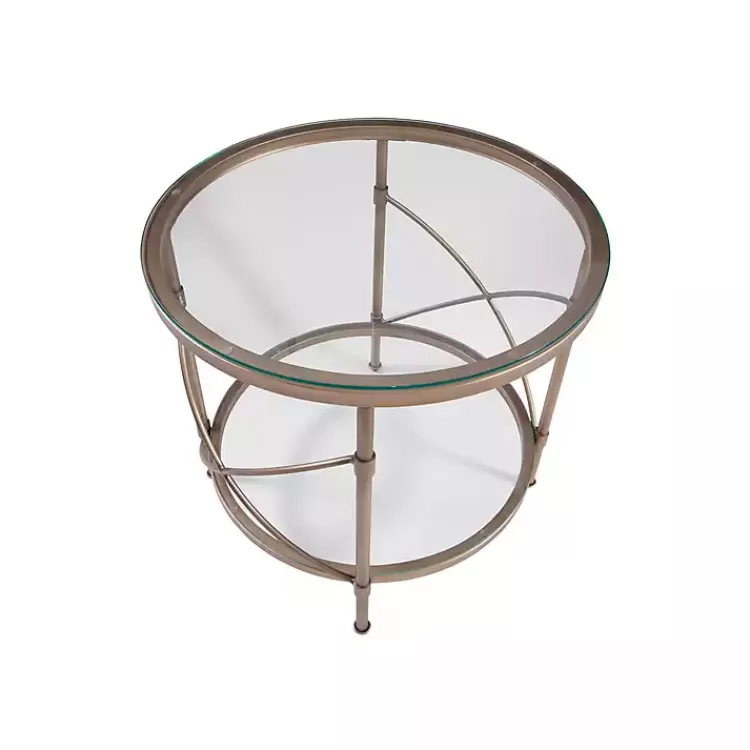 Round Bronze Metal and Glass Accent Table>Kirklands Home Shop