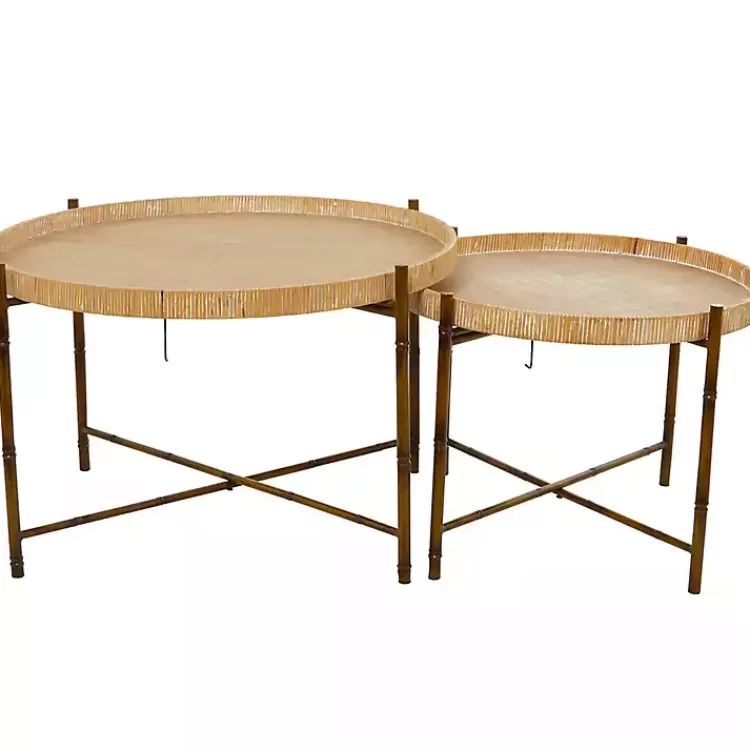 Round Rattan 2-pc. Nesting Coffee Table Set>Kirklands Home New