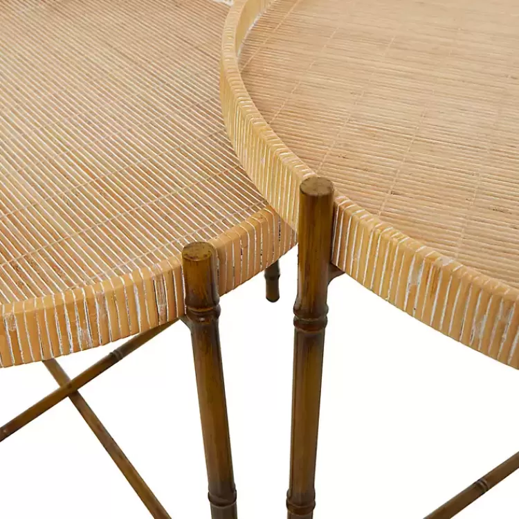 round_brown_rattan_pc_nesting_coffee_table_set_2.webp Round Rattan 2-pc. Nesting Coffee Table Set>Kirklands Home New