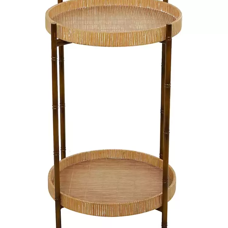 Round Rattan 2-Tier Side Table>Kirklands Home Fashion