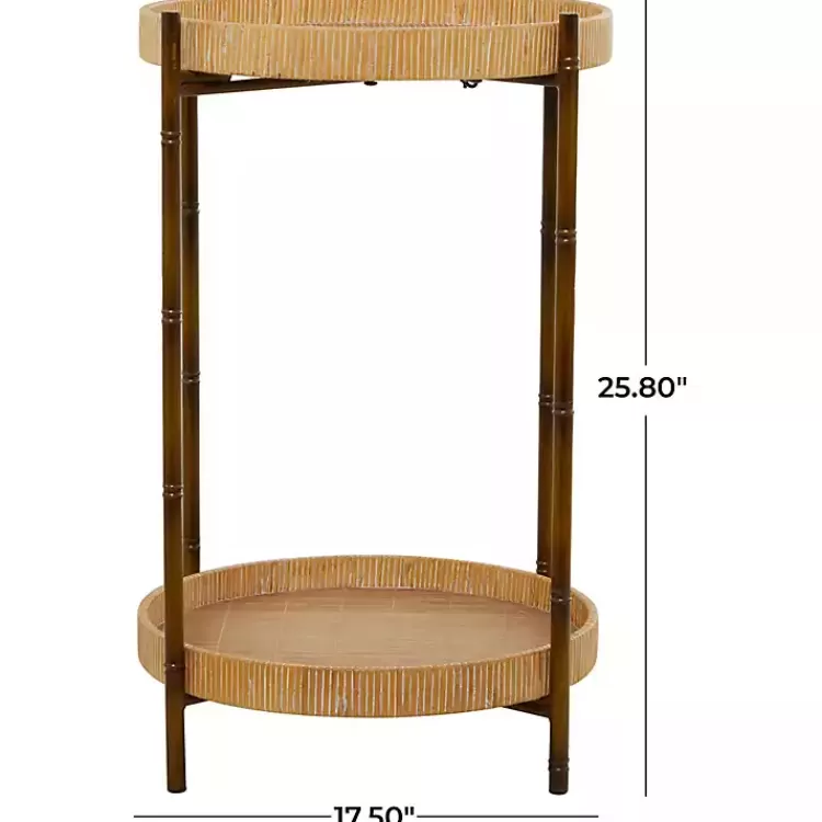 round_brown_rattan_tier_side_table_3.webp Round Rattan 2-Tier Side Table>Kirklands Home Fashion