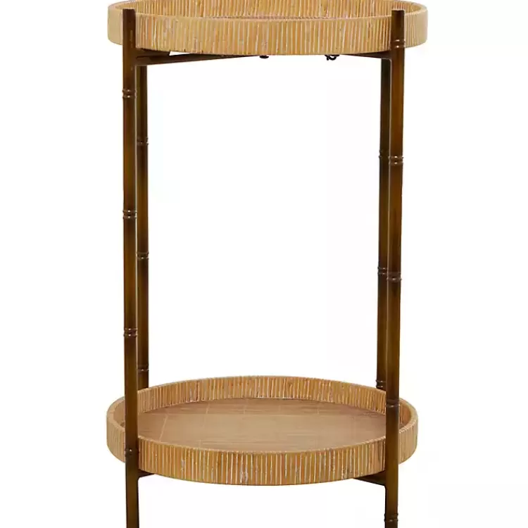 round_brown_rattan_tier_side_table_4.webp Round Rattan 2-Tier Side Table>Kirklands Home Fashion