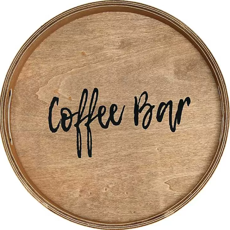 Round Wood Coffee Bar Tray>Kirklands Home Fashion