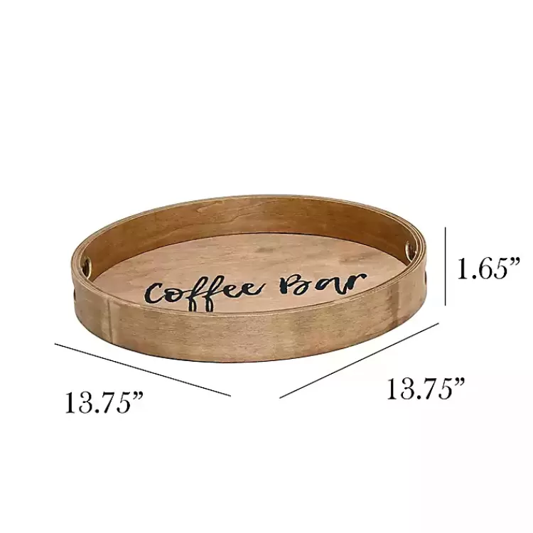 Round Wood Coffee Bar Tray>Kirklands Home Fashion