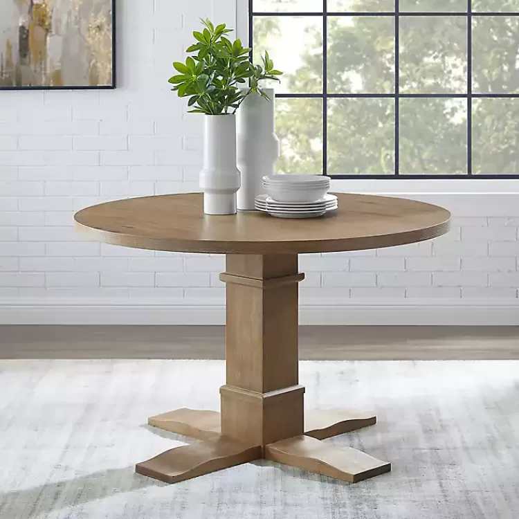 round_brown_wood_pedestal_base_dining_table_3.webp Round Brown Wood Pedestal Base Dining Table>Kirklands Home Clearance