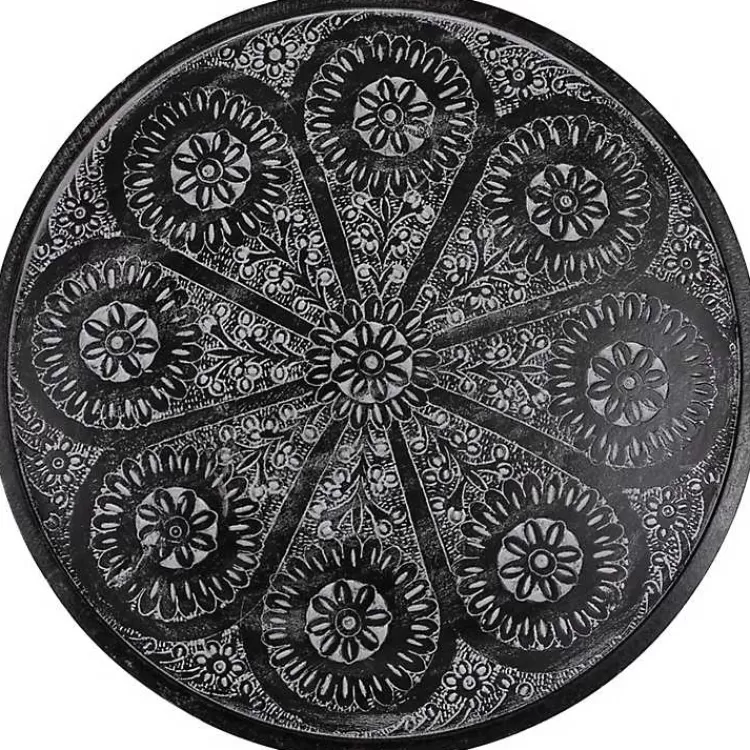 round_charcoal_floral_engraved_accent_table_3.webp Round Charcoal Floral Engraved Accent Table>Kirklands Home Fashion