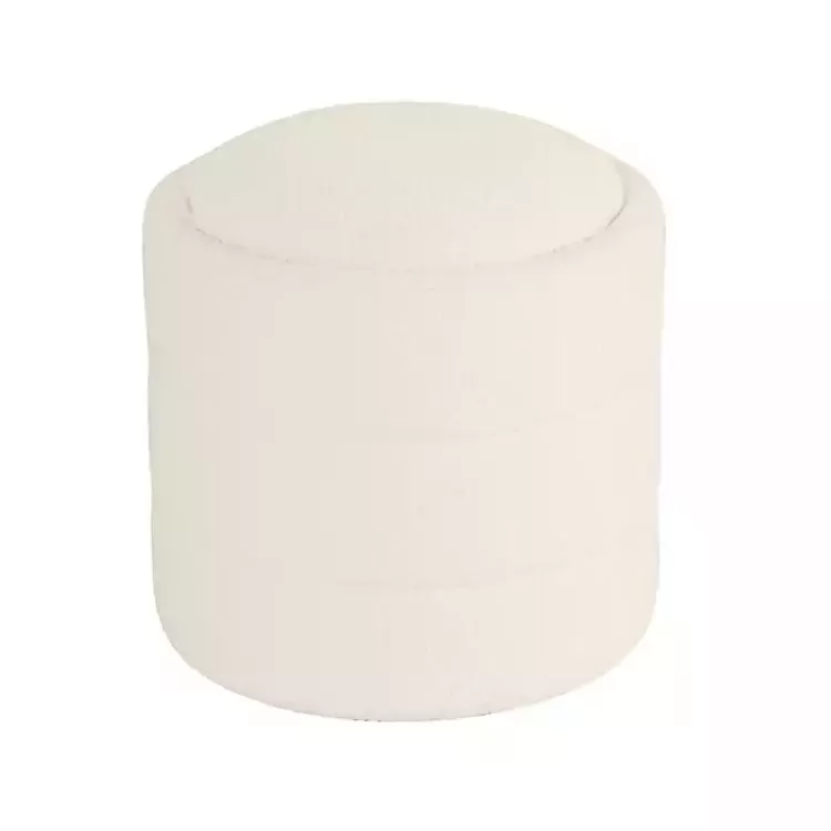Round Cream Boucle Storage Ottoman>Kirklands Home Shop