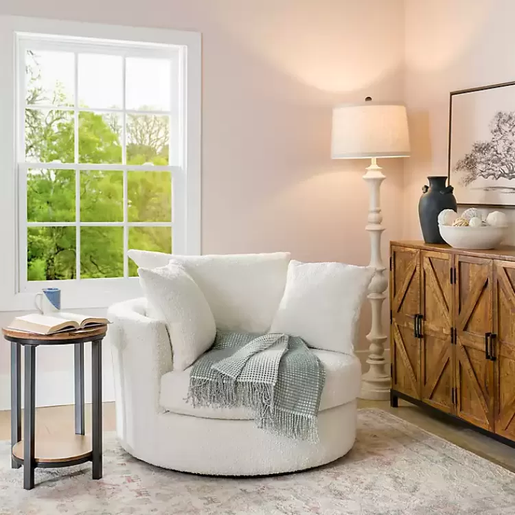 round_cream_boucle_swivel_accent_chair_6.webp Round Cream Boucle Swivel Accent Chair>Kirklands Home Fashion