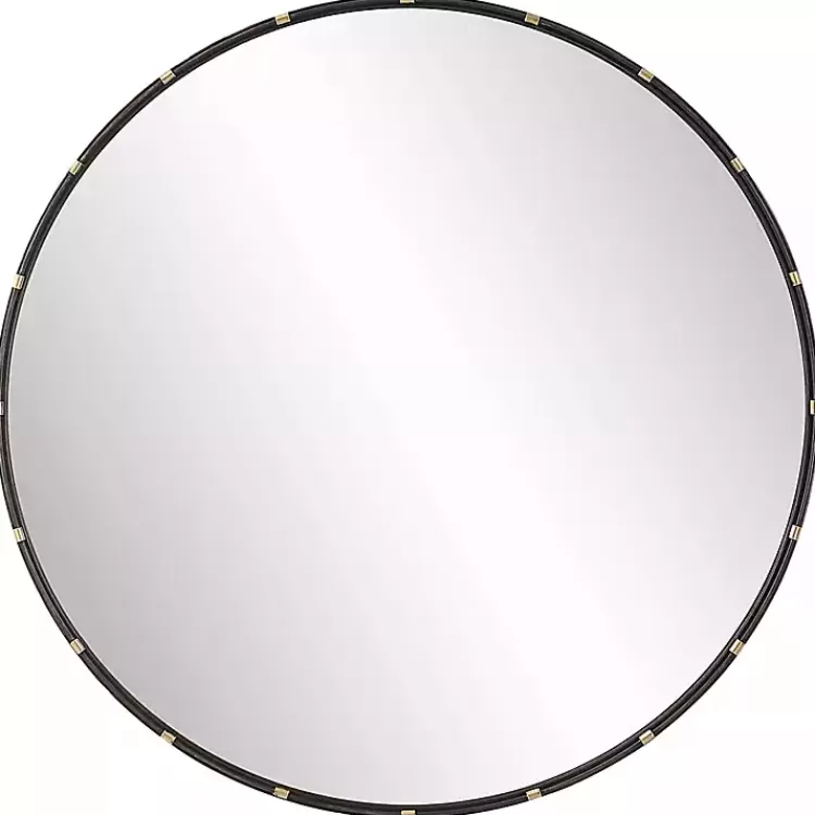Round Dark Bronze and Gold Wall Mirror>Kirklands Home Shop