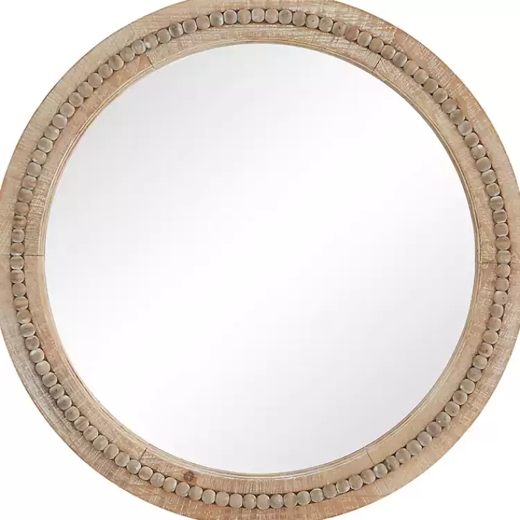 Round Distressed Beaded Wall Mirror, 28 in.>Kirklands Home Cheap