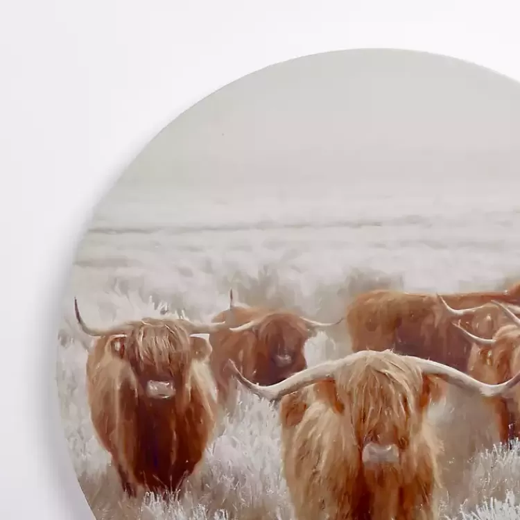 Round Frosty Highland Cows Canvas Art Print>Kirklands Home Outlet