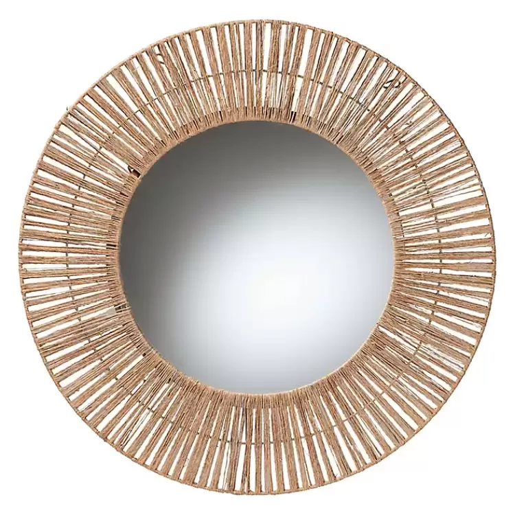 Round Geona Metal and Seagrass Wall Mirror>Kirklands Home New