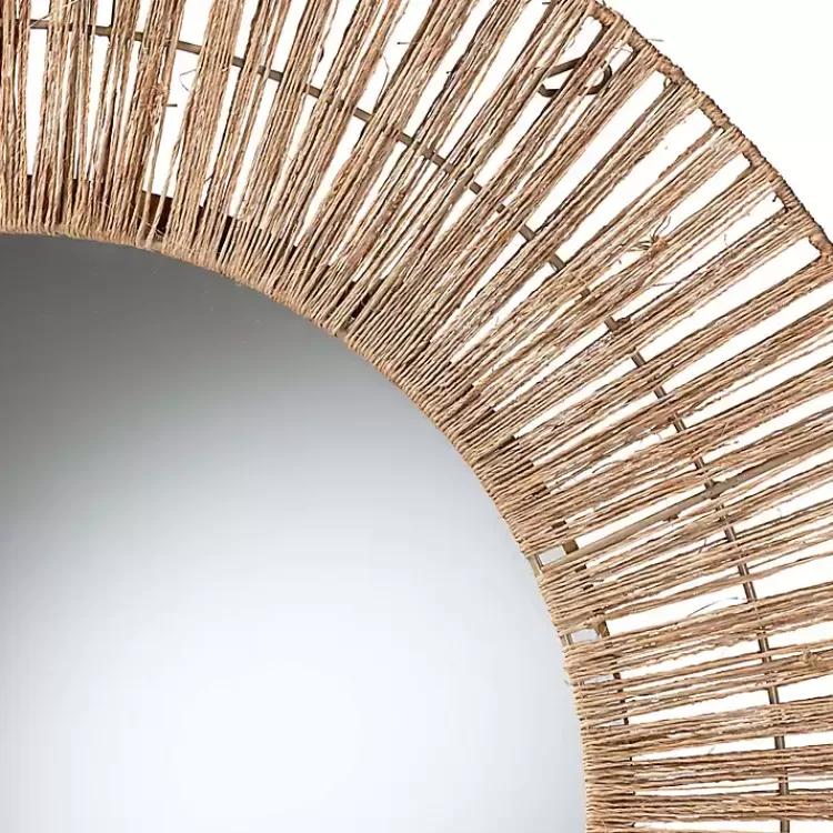 Round Geona Metal and Seagrass Wall Mirror>Kirklands Home New
