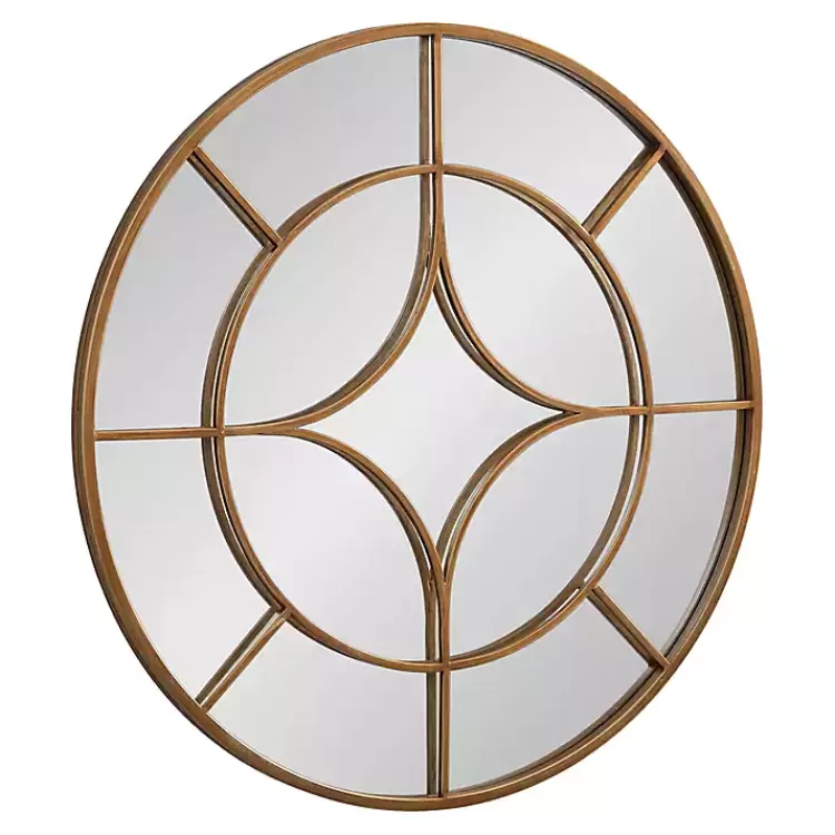 Round Gold Geometric Overlay Wall Mirror>Kirklands Home Shop