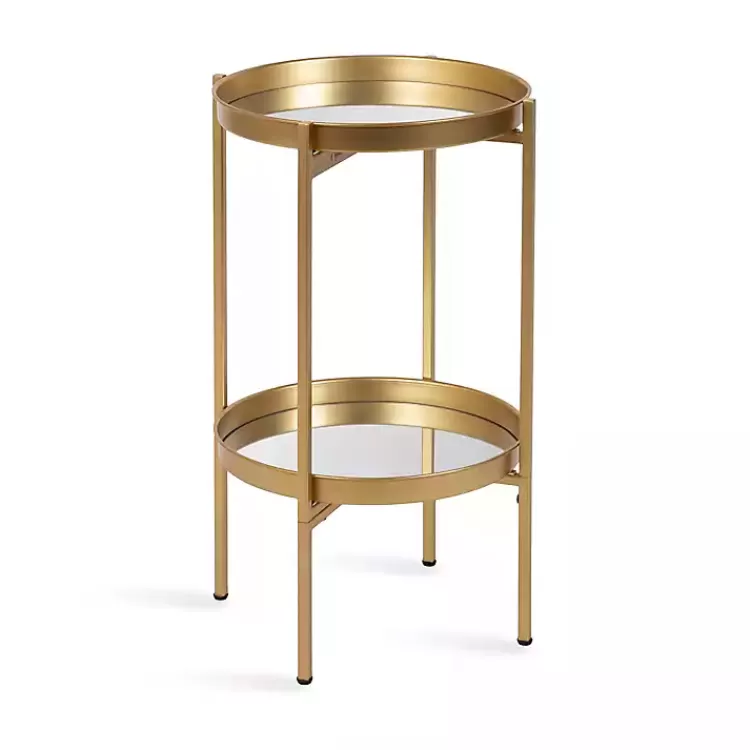 Round Mirrored Foldable Accent Table>Kirklands Home Cheap