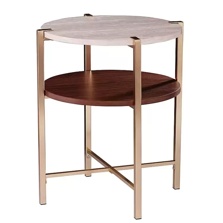 Round Gold 2-Tier Accent Table>Kirklands Home Best