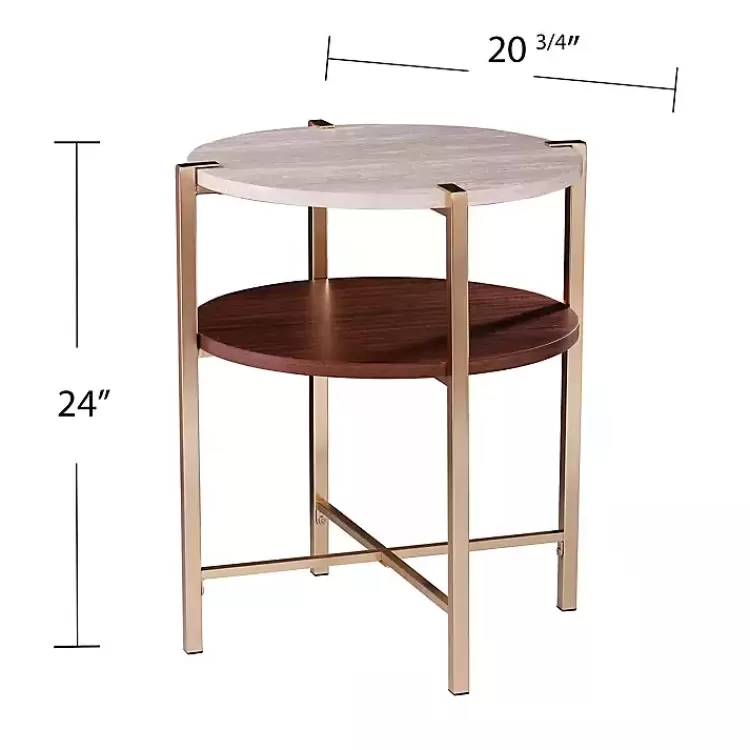 Round Gold 2-Tier Accent Table>Kirklands Home Best