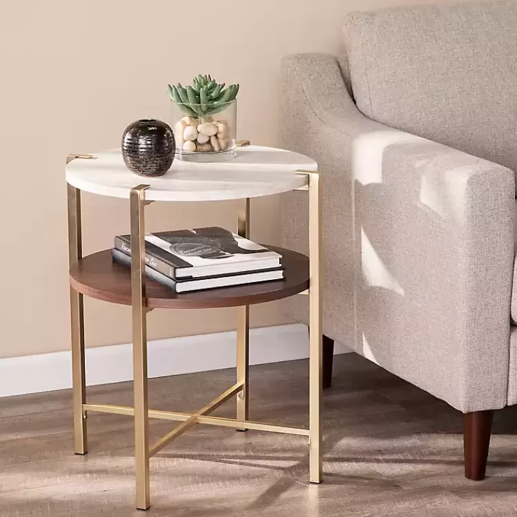 round_gold_tier_accent_table_2.webp Round Gold 2-Tier Accent Table>Kirklands Home Best