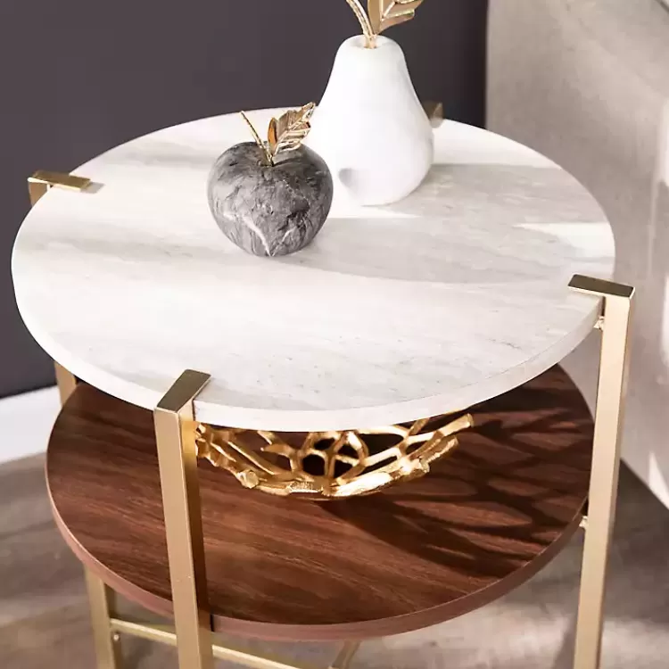 round_gold_tier_accent_table_3.webp Round Gold 2-Tier Accent Table>Kirklands Home Best