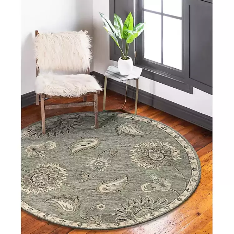 round_gray_and_blue_botanical_area_rug_x_2.webp Round Gray and Botanical Area Rug, 4x4>Kirklands Home Hot