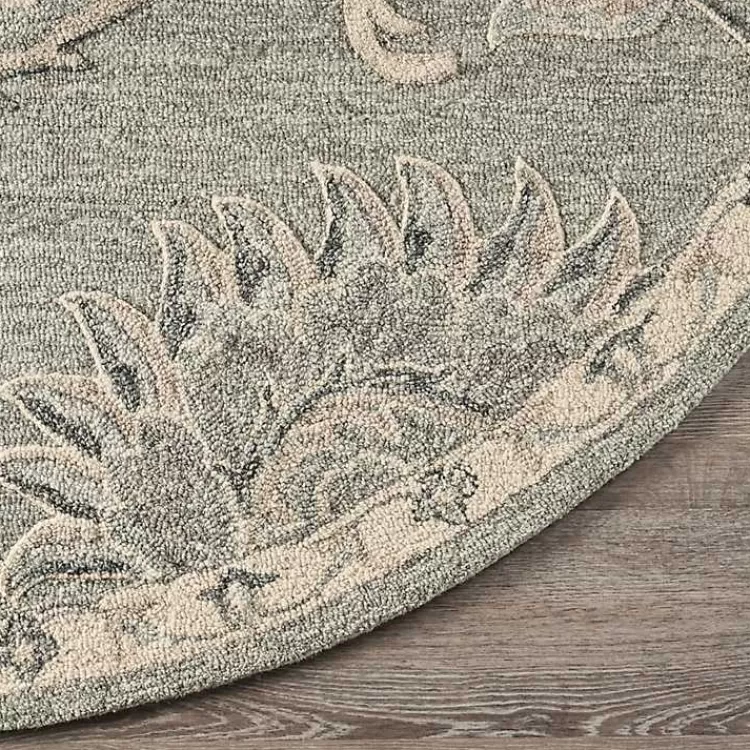 round_gray_and_blue_botanical_area_rug_x_7.webp Round Gray and Botanical Area Rug, 4x4>Kirklands Home Hot