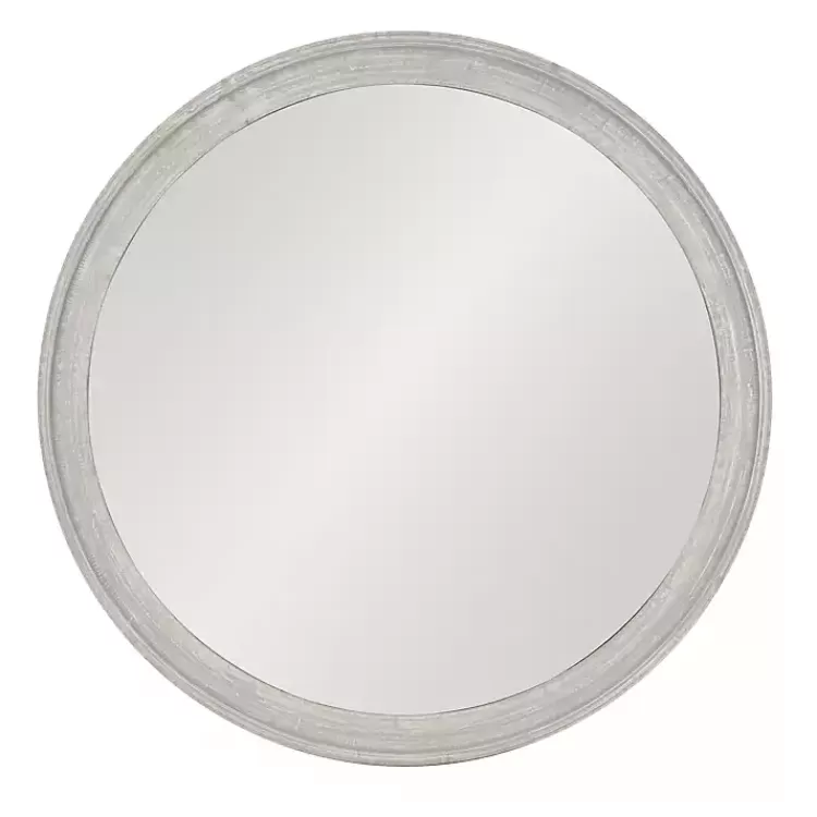 Round Gray Mansell Wood Wall Mirror>Kirklands Home Outlet