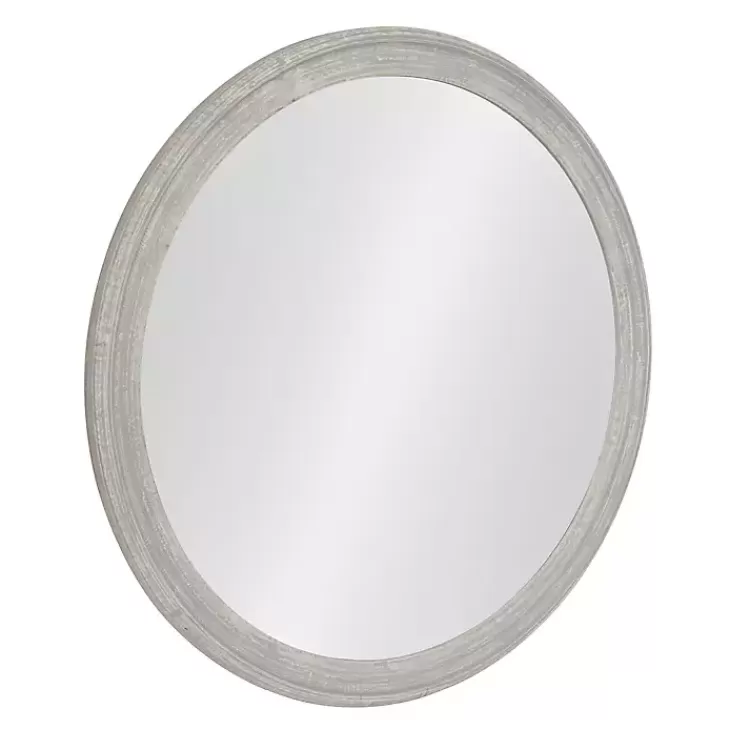 Round Gray Mansell Wood Wall Mirror>Kirklands Home Outlet