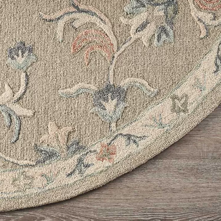 round_gray_traditional_floral_area_rug_x_7.webp Round Traditional Floral Area Rug, 4x4>Kirklands Home Discount