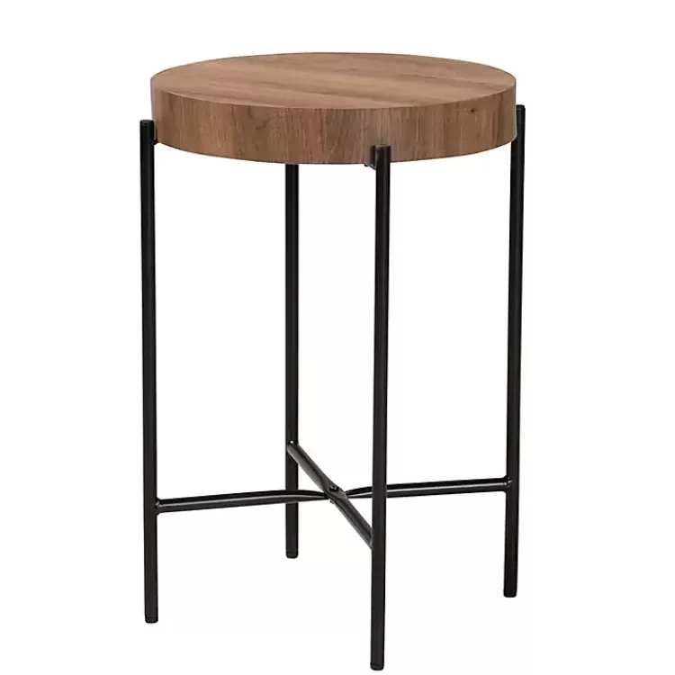 Round Light Wood X Base Accent Table>Kirklands Home Hot