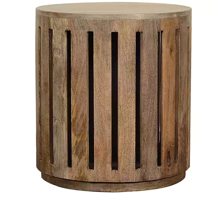 Round Mango Wood Drum Accent Table>Kirklands Home Online