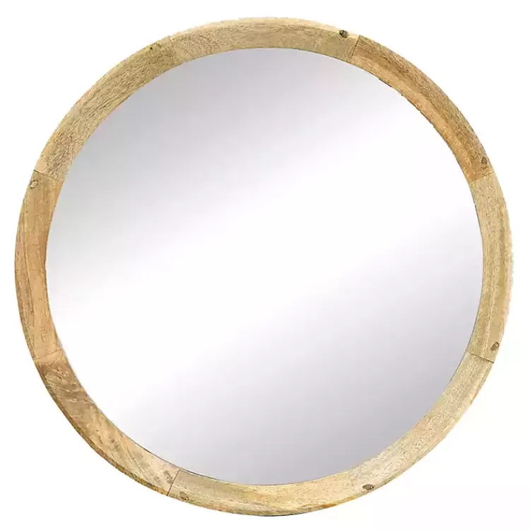 Round Mango Wood Wall Mirror>Kirklands Home Clearance
