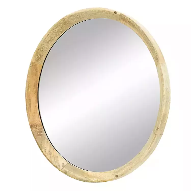 Round Mango Wood Wall Mirror>Kirklands Home Clearance