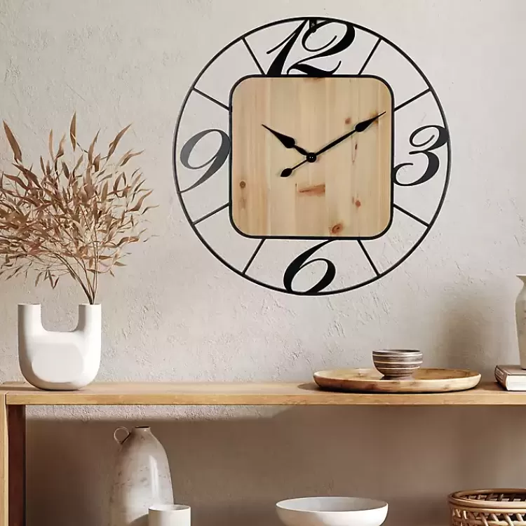 round_metal__square_wood_wall_clock_2.webp Round Metal & Square Wood Wall Clock>Kirklands Home Online