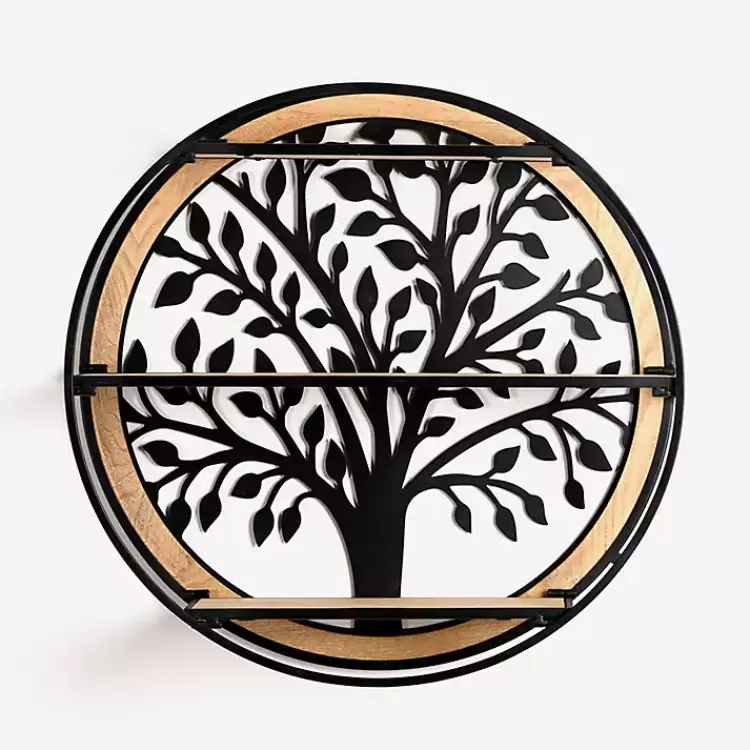 Round Metal Tree 3-Tier Wall Shelf>Kirklands Home Best Sale