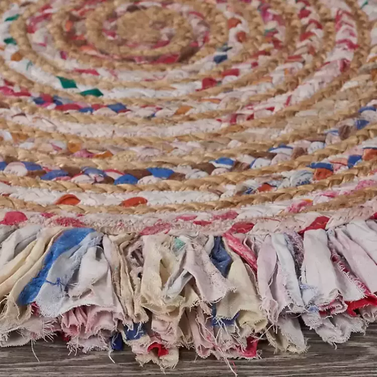Round Multicolor Braided Jute Area Rug, 3x3>Kirklands Home Clearance