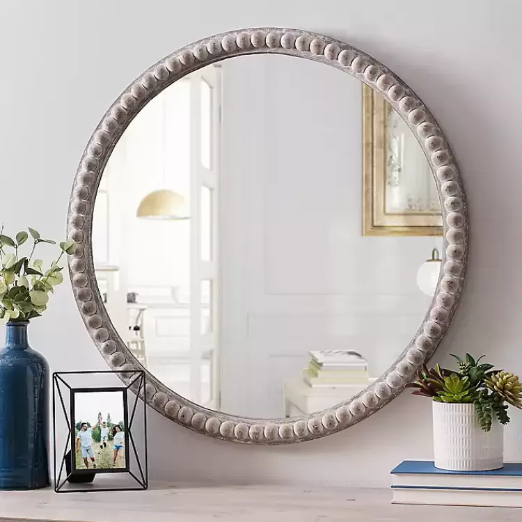Round Natural Beaded Wall Mirror>Kirklands Home Cheap