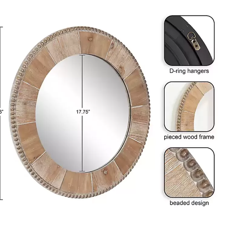 Round Natural Calona Wood Wall Mirror>Kirklands Home Store