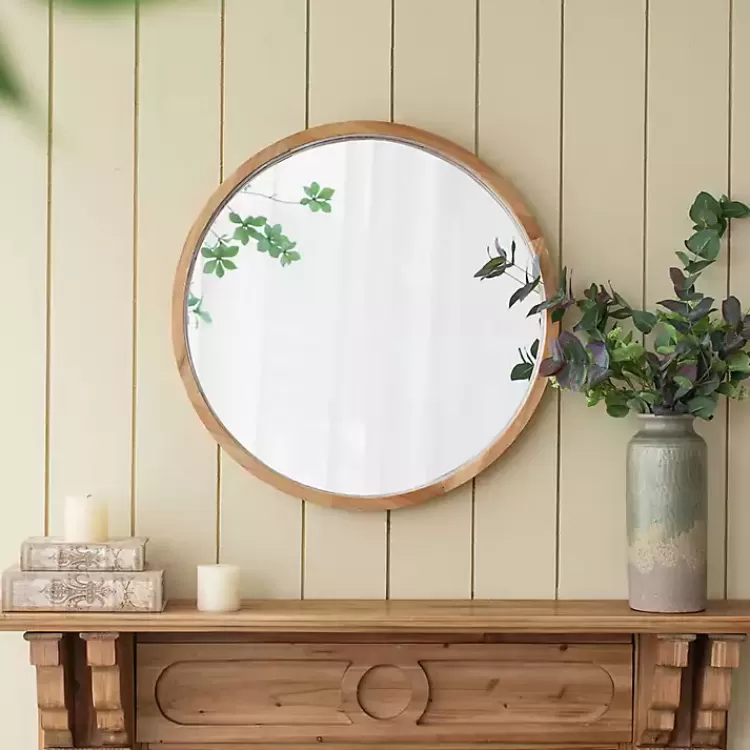 Round Natural Light Wood Wall Mirror>Kirklands Home Flash Sale