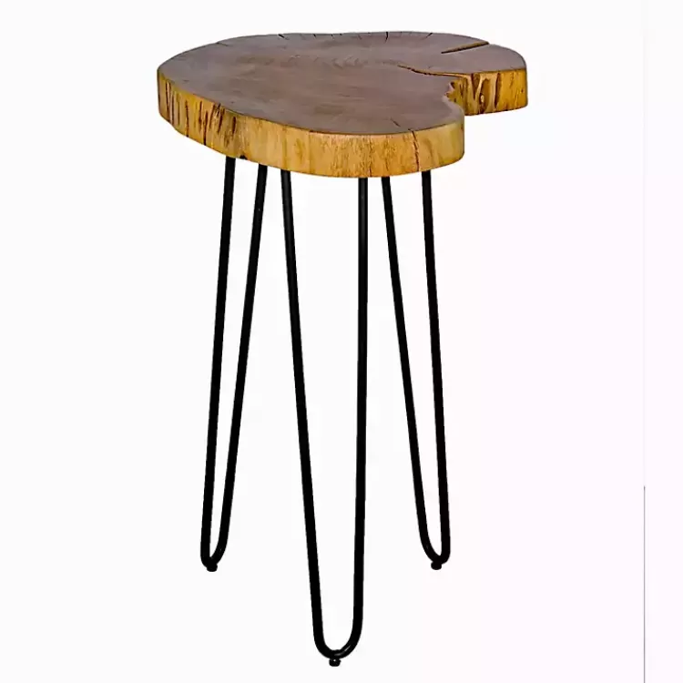 Round Natural Live Edge Hairpin Legs Accent Table>Kirklands Home Best